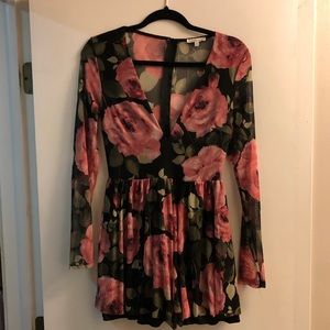 CHARLOTTE RUSSE Floral Mesh Romper